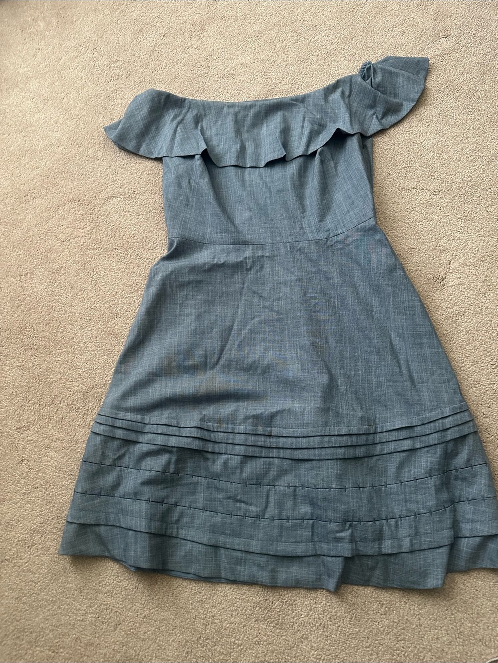 Banana Republic One-Shoulder Ruffle Dress in Denim Blue
